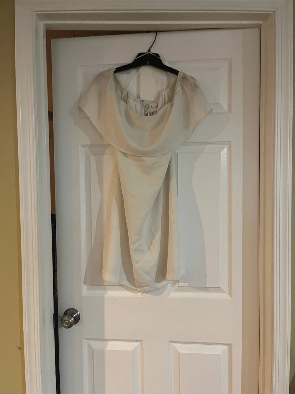Charles Henry Dress Off The Shoulder Ruffle Overlay Mini Ivory White NWT XS
